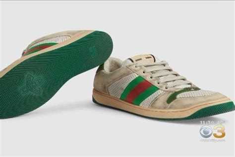 distressed gucci shoes designed with fake dirt